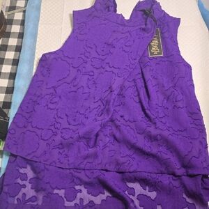 DG2 by Diane Gilman Vibrant Purple Lace Tank Top